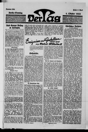 Der Tag vom 01.10.1922
