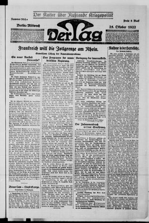 Der Tag on Oct 25, 1922