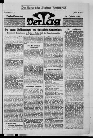 Der Tag vom 26.10.1922