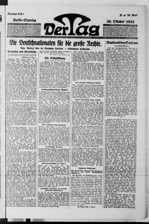 Der Tag vom 29.10.1922