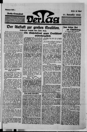 Der Tag on Nov 11, 1922