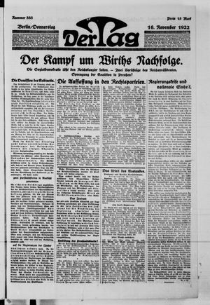 Der Tag vom 16.11.1922