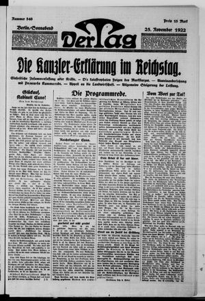 Der Tag vom 25.11.1922