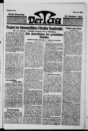 Der Tag vom 30.11.1922