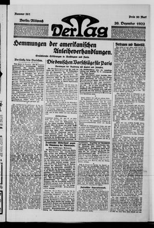 Der Tag vom 20.12.1922