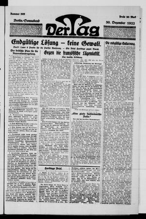 Der Tag on Dec 30, 1922