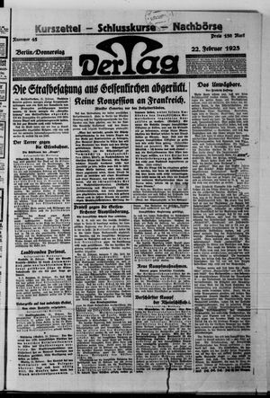Der Tag vom 22.02.1923