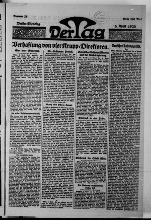 Der Tag vom 03.04.1923