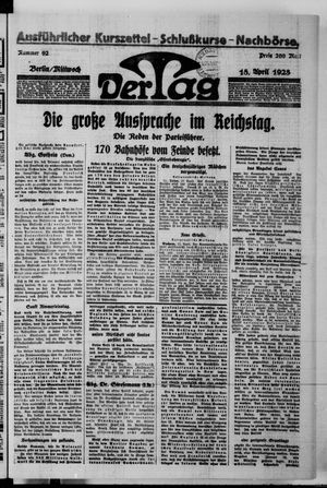 Der Tag vom 18.04.1923