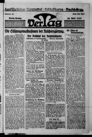 Der Tag vom 20.04.1923