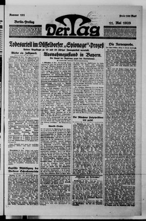 Der Tag vom 11.05.1923