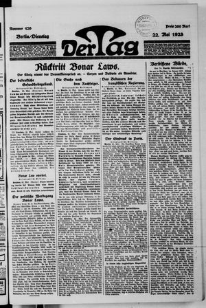 Der Tag vom 22.05.1923