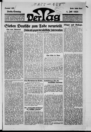 Der Tag vom 01.07.1923