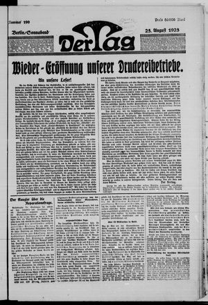 Der Tag vom 25.08.1923