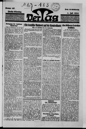 Der Tag vom 01.07.1924