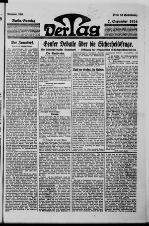 Der Tag vom 07.09.1924