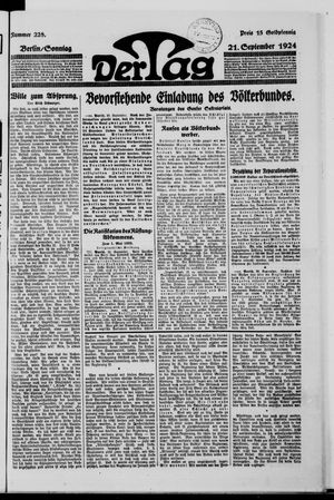 Der Tag vom 21.09.1924