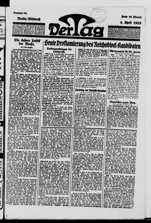Der Tag vom 08.04.1925