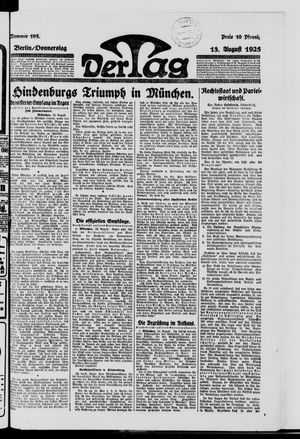 Der Tag on Aug 13, 1925