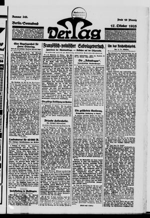 Der Tag vom 17.10.1925