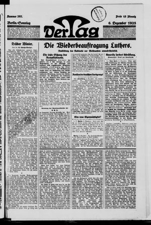 Der Tag vom 06.12.1925