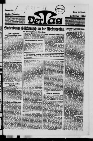 Der Tag on Feb 2, 1926