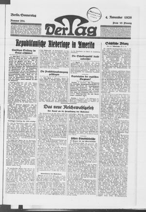 Der Tag vom 04.11.1926