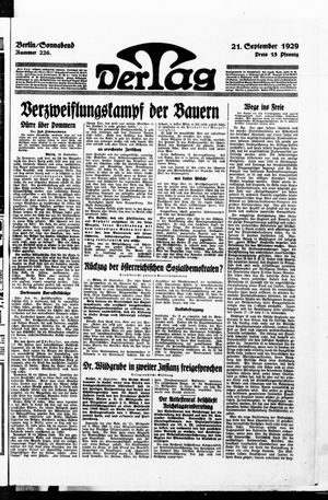 Der Tag vom 21.09.1929