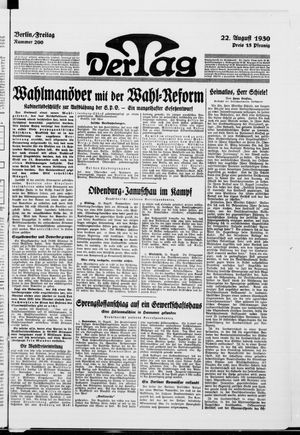Der Tag vom 22.08.1930