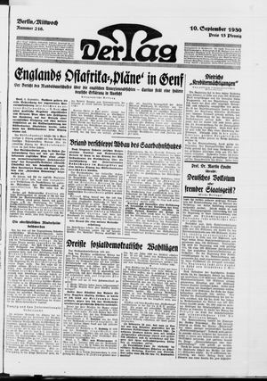 Der Tag vom 10.09.1930