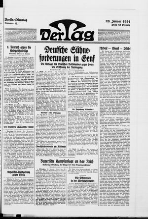 Der Tag on Jan 20, 1931