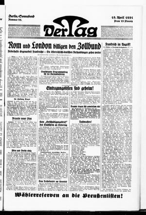 Der Tag vom 18.04.1931