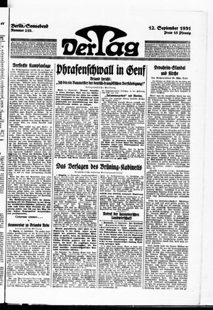 Der Tag vom 12.09.1931