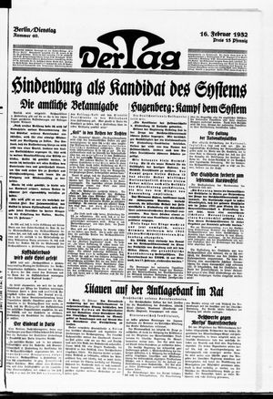 Der Tag vom 16.02.1932