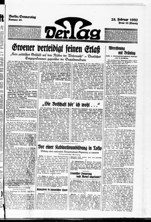 Der Tag vom 25.02.1932