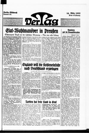 Der Tag vom 16.03.1932