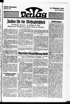 Der Tag vom 10.09.1932