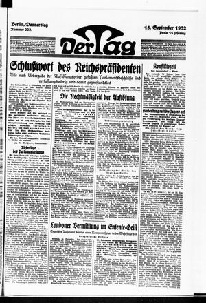 Der Tag on Sep 15, 1932