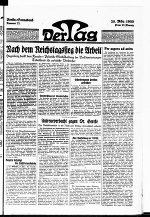 Der Tag on Mar 25, 1933