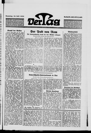 Der Tag on Jul 16, 1933