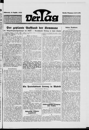Der Tag vom 13.09.1933