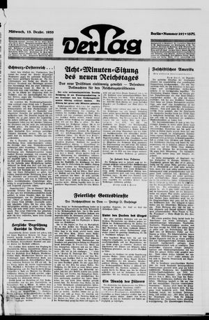 Der Tag vom 13.12.1933
