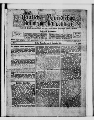 Tägliche Rundschau on Sep 1, 1881