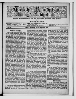 Tägliche Rundschau on Sep 15, 1881