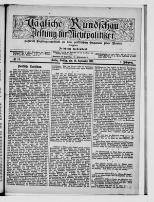 Tägliche Rundschau on Sep 16, 1881