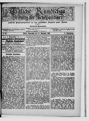 Tägliche Rundschau on Nov 17, 1881