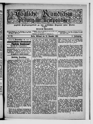 Tägliche Rundschau on Nov 23, 1881