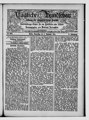 Tägliche Rundschau on Sep 4, 1884