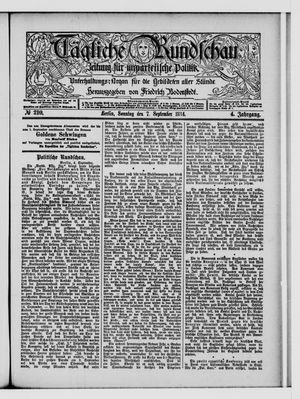 Tägliche Rundschau vom 07.09.1884