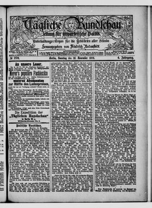 Tägliche Rundschau on Nov 16, 1884